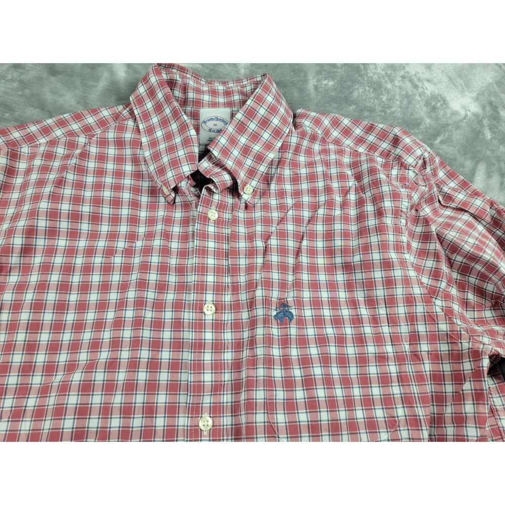 Brooks‎ Brothers 1818 Red Gingham Check Button Up Shirt Mens Medium Logo Preppy